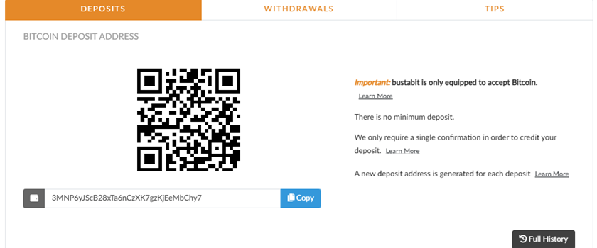 Bustabit payment page