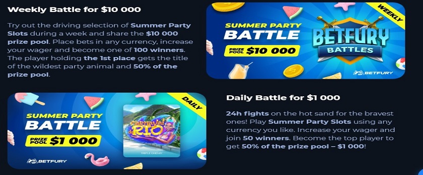 BetFury Summer Party Battles Promo with $10,000 Prize Pool