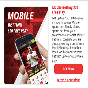 BetOnline Mobile Betting $50 Free Play with $50 Cashback