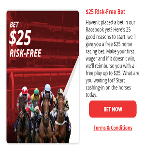 BetOnline Racebook $25 Risk-Free Bet with $25 Cashback