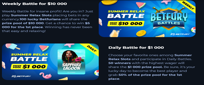 BetFury Summer Relax Battles Promo with $10,000 Prize Pool