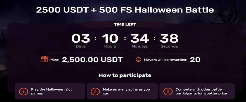Winz.io Halloween Battle Promo with 2.500 USD + 500 Free Spin Prize Pool