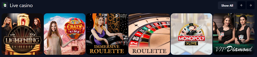 Bets.io Live Casino Games