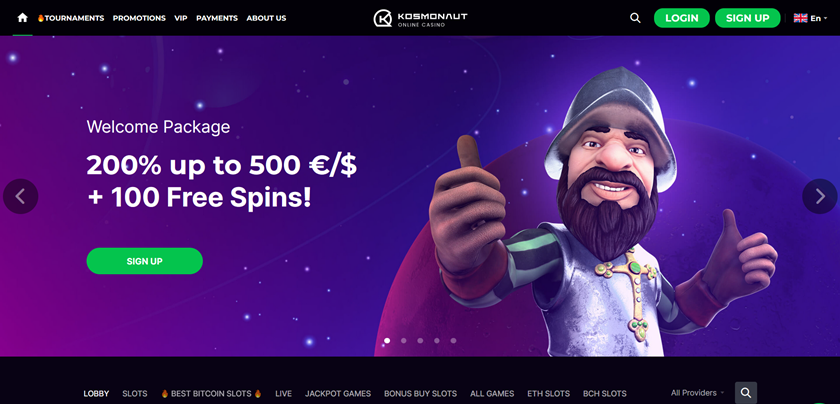Kosmonaut Casino Main Page