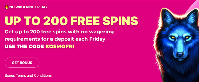 Kosmonaut Casino Friday Free Spin Promotion Offers 200 Free Spins