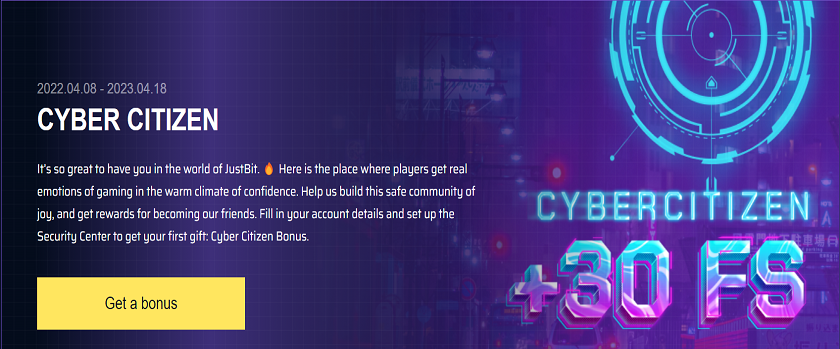 JustBit.io Cyber Citizen Bonus Promotion Offers 30 Free Spins