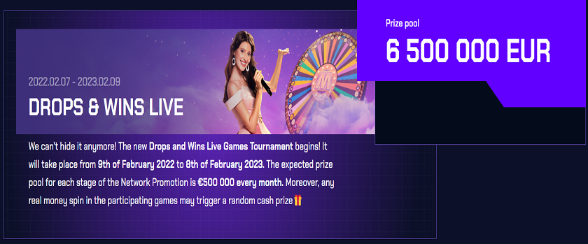 Justbit.io Drops and Wins Live Promotion offers €6,500,000 Prize Pool