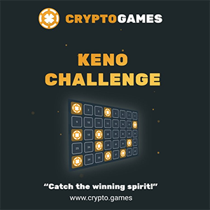 Crypto.Games Keno Challenge with a 0,007 BTC Prize Pool