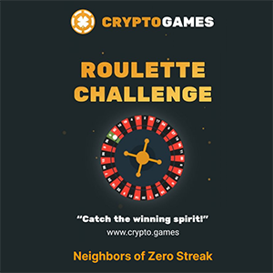 Crypto.Games Neighbors of Zero Roulette Challenge