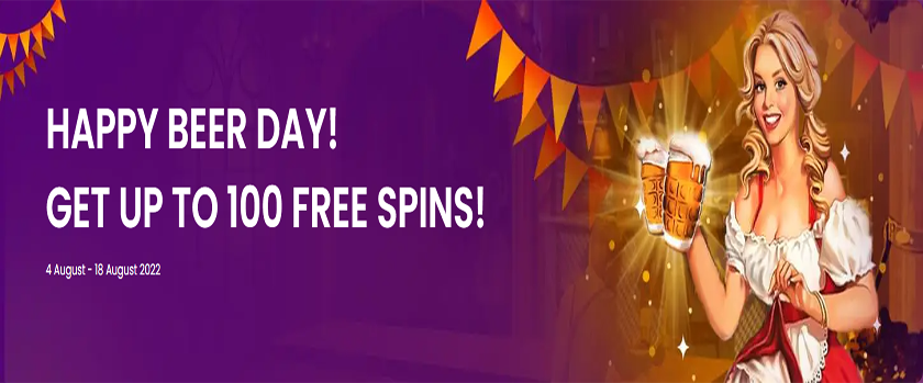 Trustdice Beer Day Promotion Rewards up to 100 Free Spins