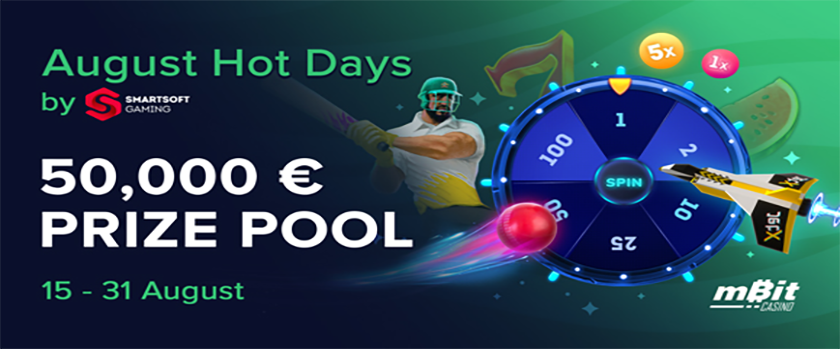 mBitcasino August Hot Days Tournament with a €50,000 Prize Pool