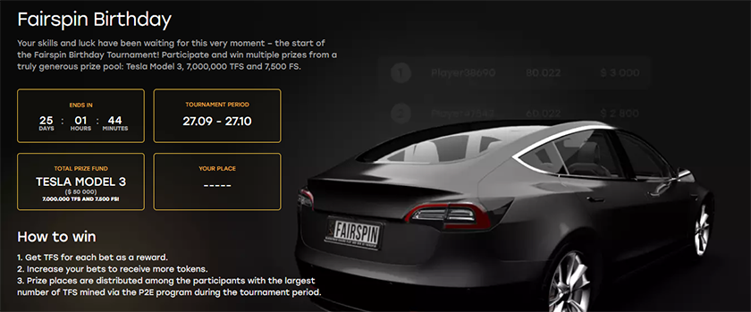 Fairspin Celebrates Its Birthday with a Tesla Giveaway