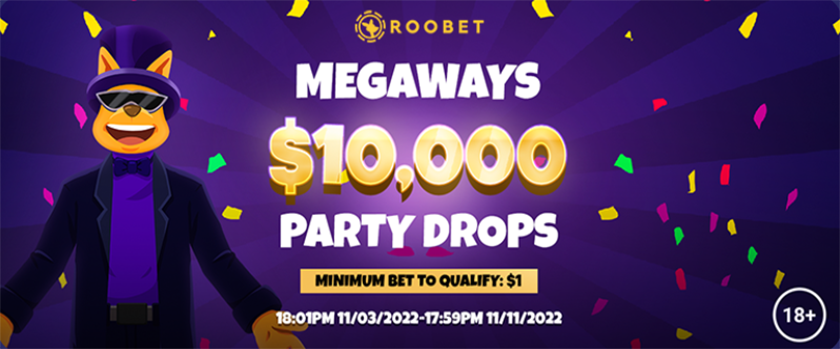 Roobet $10,000 Megaways Party Drops