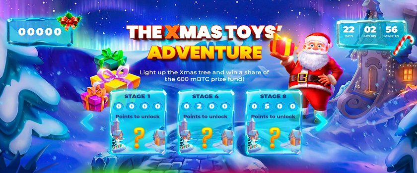 1xBit The Xmas Toys' Adventure 600 mBTC Prize Pool