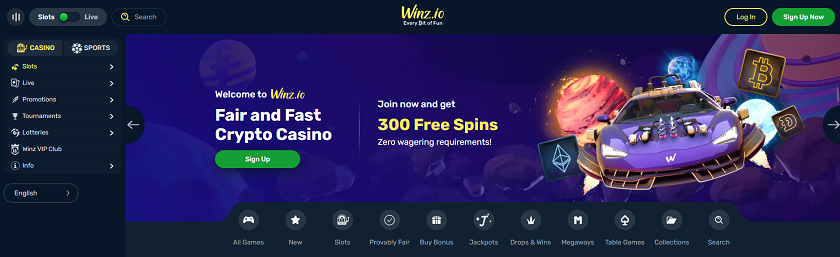 Winz.io is the second casino in our list of Best Bitcoin Casinos in Canada