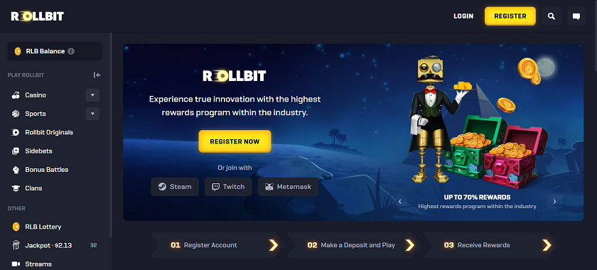 Rollbit is the tenth casino in our list of Best Bitcoin Casinos in Canada