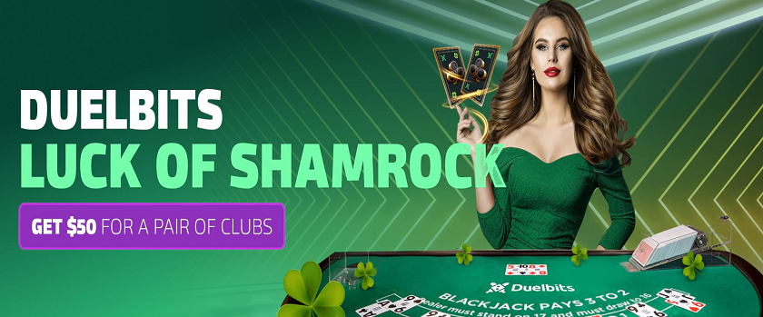 Duelbits Luck of Shamrock Live Blackjack Promo Rewards $50