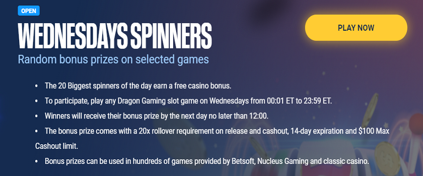 BetUS Wednesdays Spinners Promotion