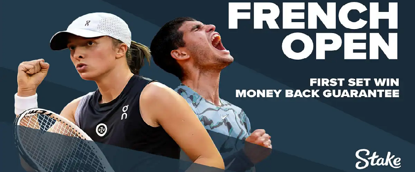 Stake French Open 2023 First Set Win Money Back Guarantee