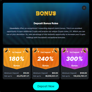 Housebets 240% Second Deposit Bonus