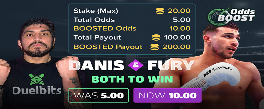 Duelbits Odds Boost Promo for Danis & Fury Double