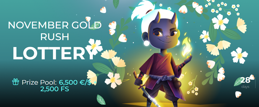 Oshi.io Gold Rush Lottery €6,500 and 2,500 Free Spins