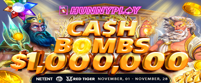HunnyPlay Cash Bombs Promotion $100,000 Prize Pool
