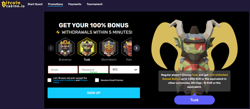 Bitcoincasino.io casino site