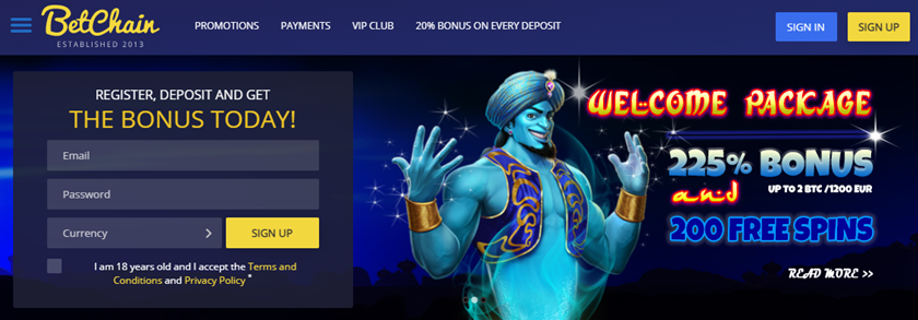 Betchain Bitcoin casino site