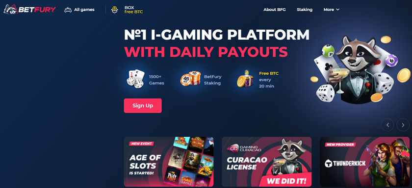 Betfury Bitcoin casino site