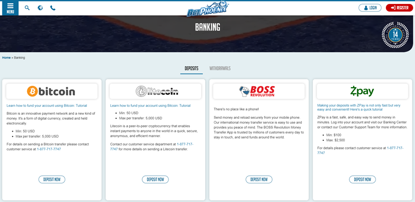Betphoenix deposit options