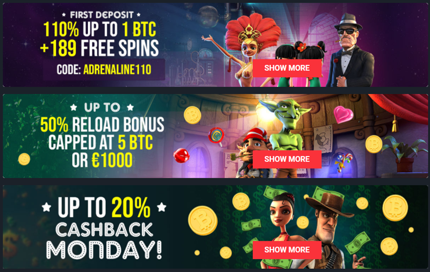 Casinoadrenaline bonus offers