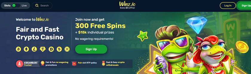 Winz.io new welcome page