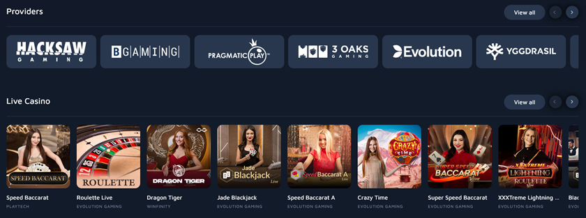 Wolfbet casino and live casino