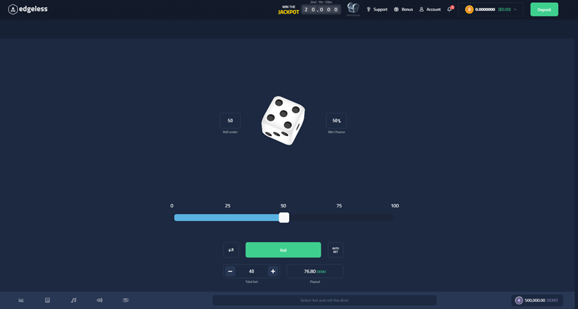 Edgeless Bitcoin casino site