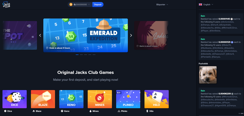 Jacksclub.io Bitcoin casino site