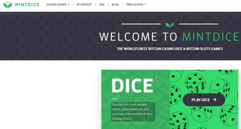 Mintdice Bitcoin casino site