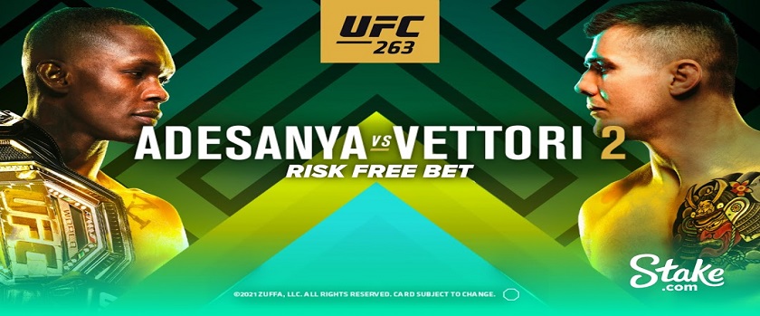 Stake.com UFC 263 Adesanya $50 Cashback Promo