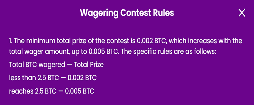 Trust Dice Crash Wagering Contest with 0.005 BTC Prize
