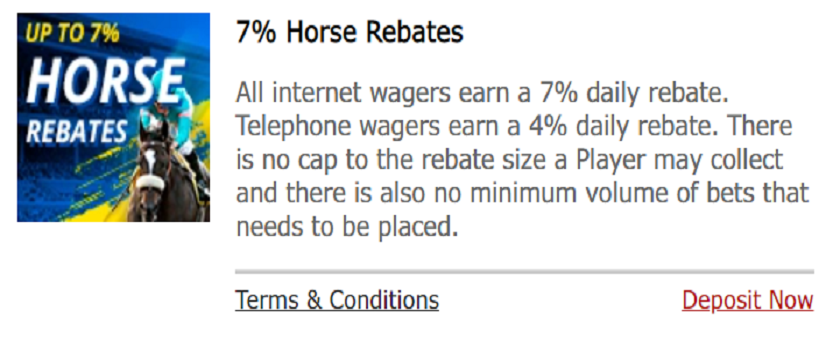 SportsBetting.ag 7% Horse Rebates with 7% Cashback