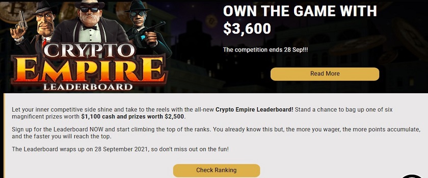 CryptoThrills Crypto Empire Leaderboard Promo with $3,600 Prize Pool