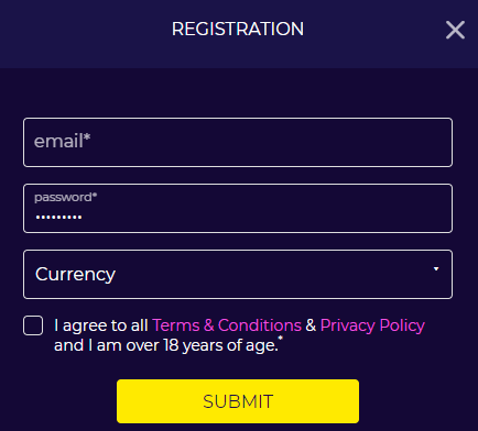 Crashino Registration form