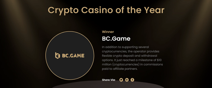 BC.Game Announced "Crypto Casino of the Year" 🥇