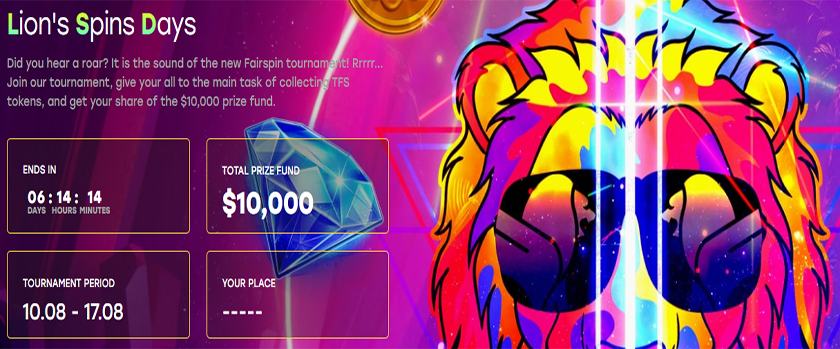 Fairspin Lion’s Spins Days Tournament Rewards up to $1,500
