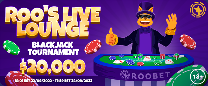 Roobet Live Blackjack Tournament with a $20,000 Prize Pool