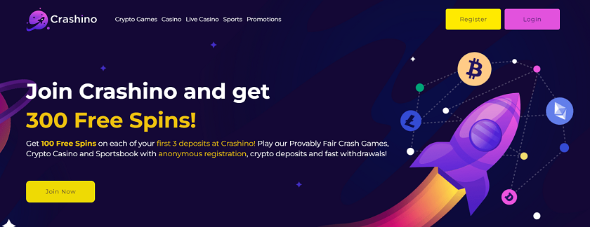 Crashino is the fifth casino in our list of Best Bitcoin Casinos in Canada