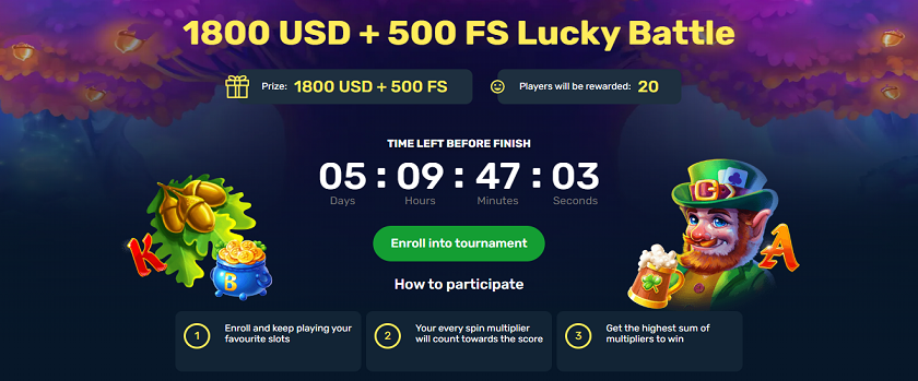 Winz.io Lucky Battle Promo $1,800 and 500 FS Prize Pool