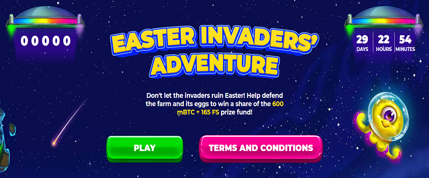 1xBit Easter Invaders' Adventure 600 mBTC Prize Pool