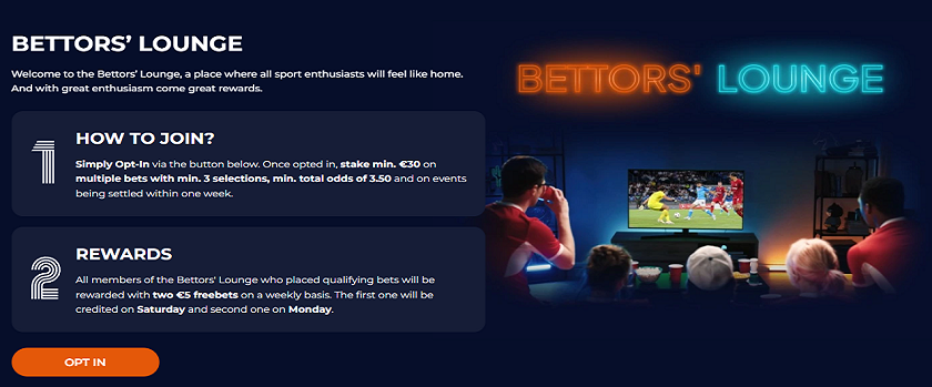 NineCasino Bettors' Lounge Rewards €10 in Free Bets