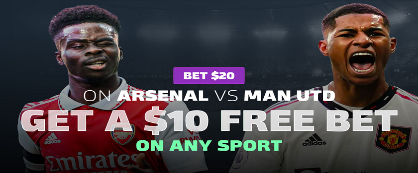 Duelbits $10 Free Bet Offer for Arsenal vs. Man United
